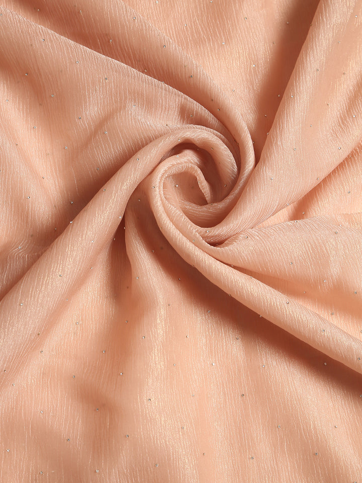 Peach Crepe Chiffon Saree
