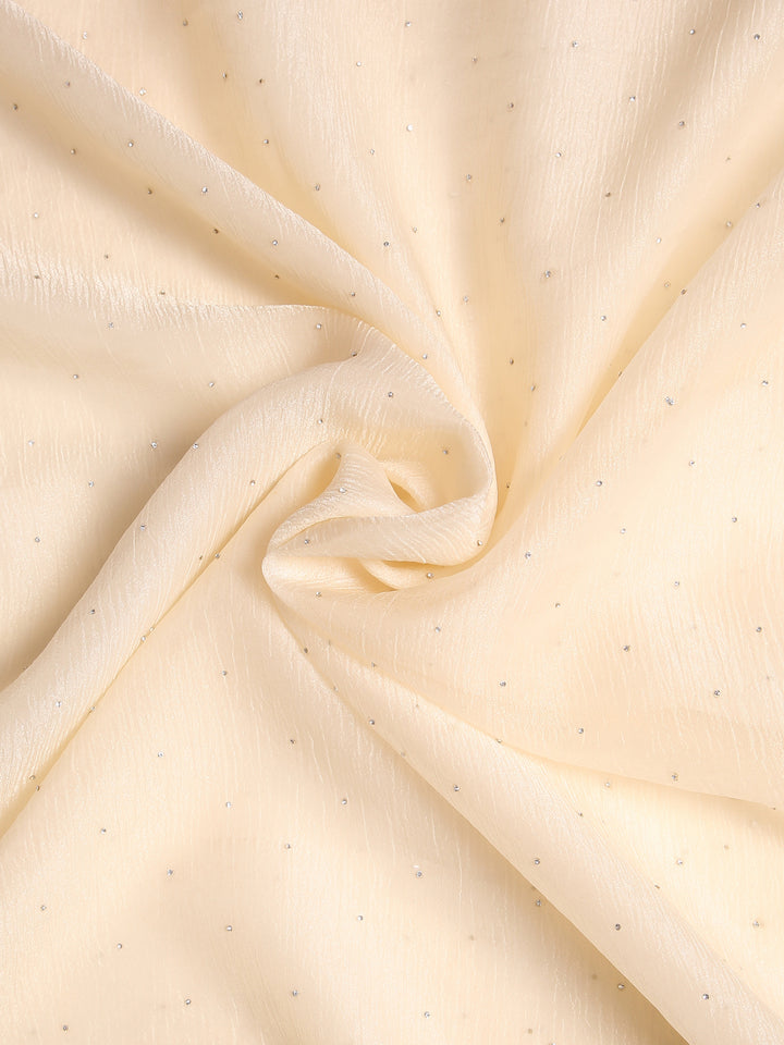 Ivory Crepe Chiffon Saree
