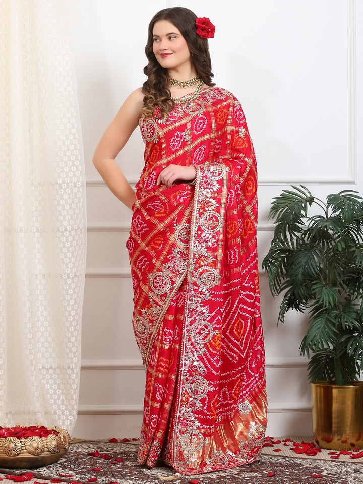 Ruby Red Gharchola Silk Saree