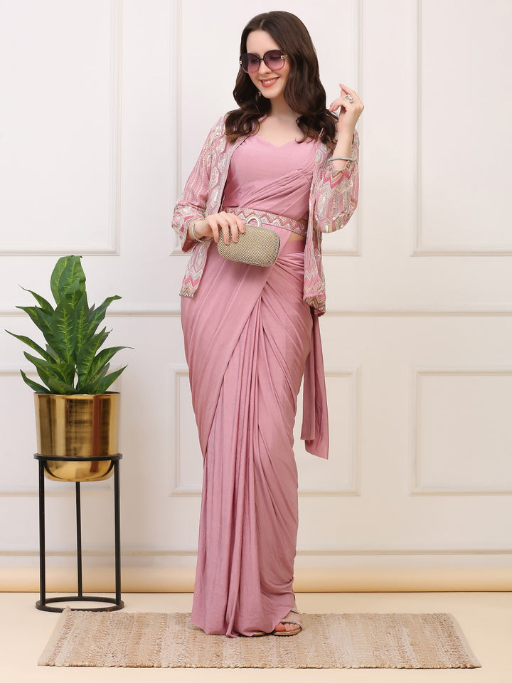 Blush Pink Drape Saree