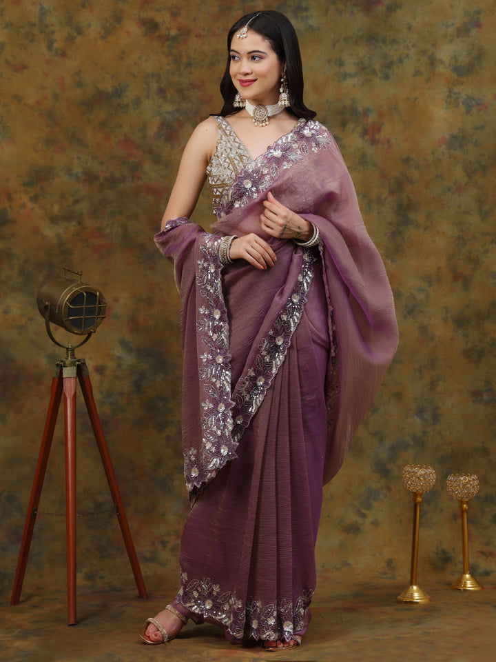 Dusty Mauve Crepe Organza