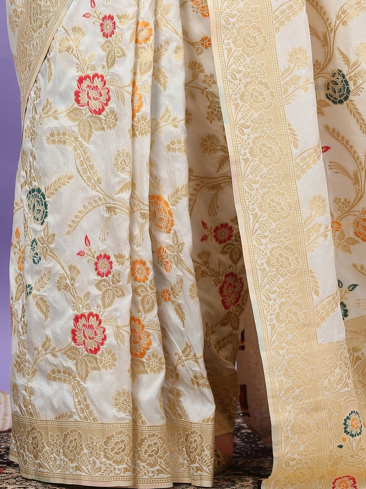 Ivory Katan Silk Saree
