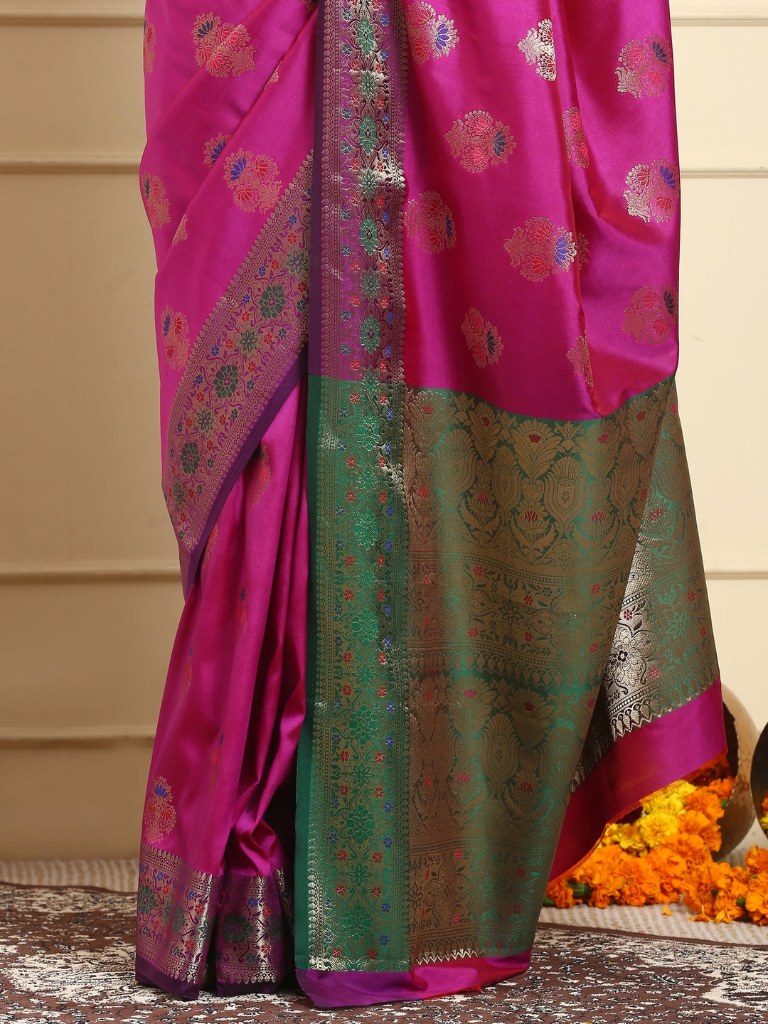 Magenta Katan Silk Saree