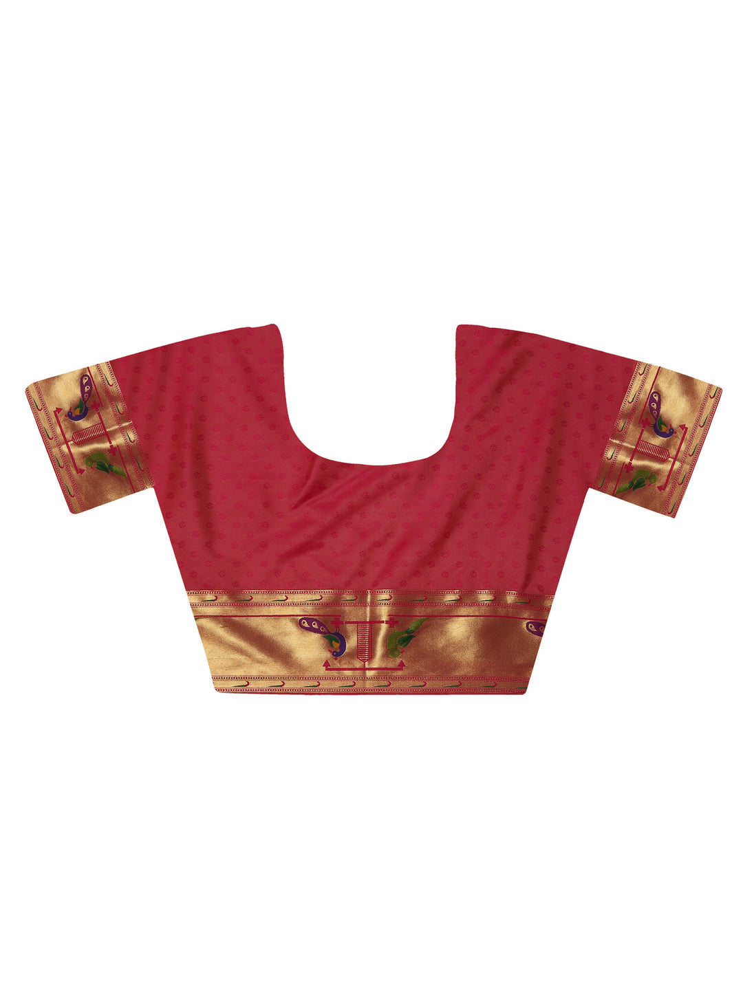 Coral Red Paithani Tissue Silk Saree.