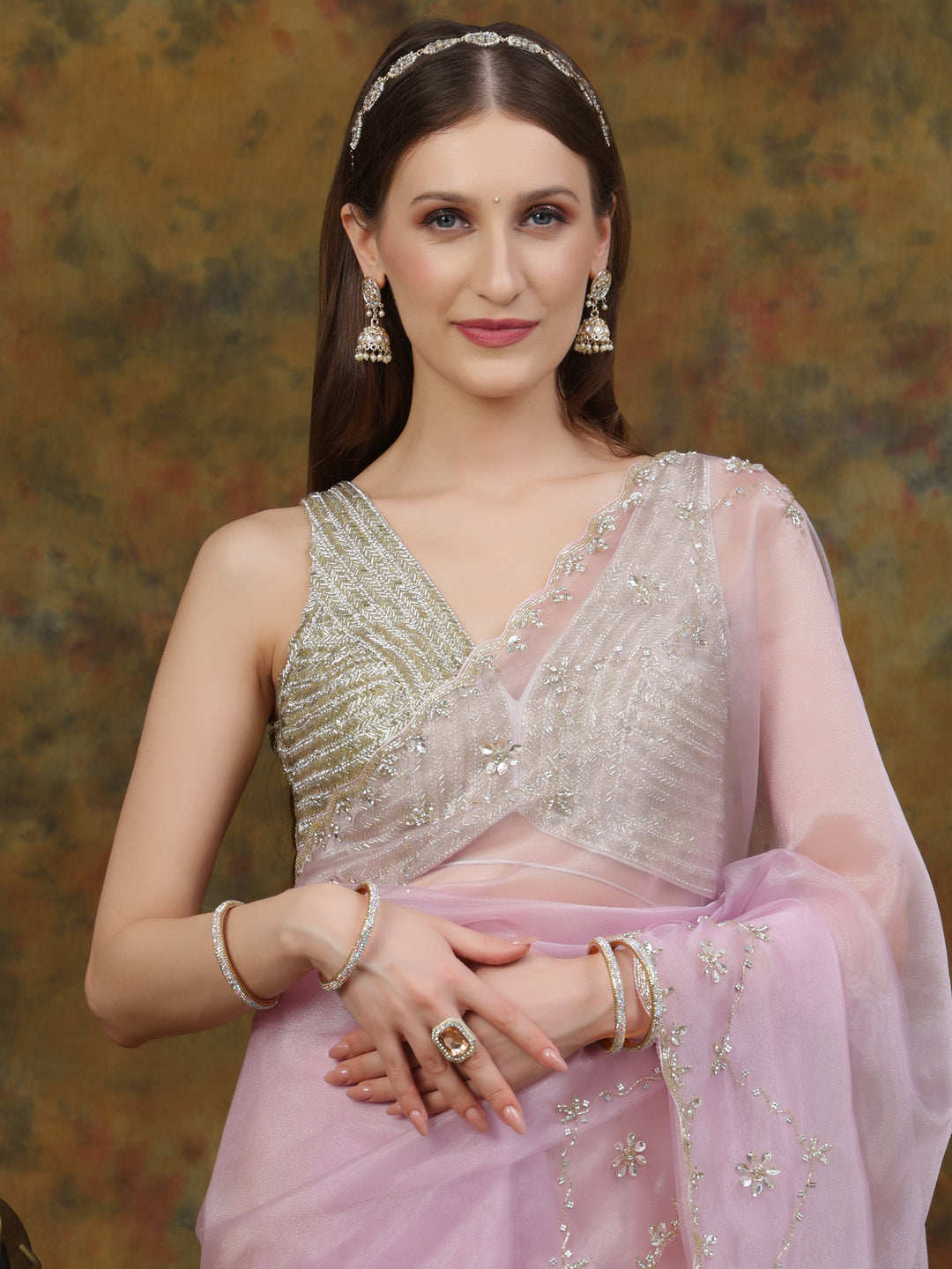 Lavender Organza Saree