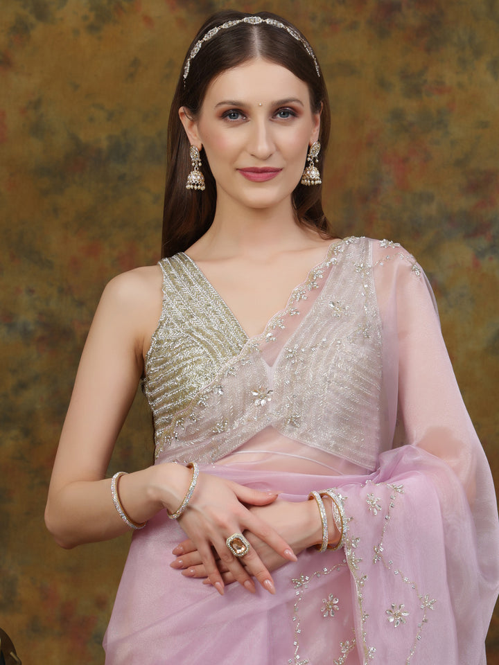 Lavender Organza Saree