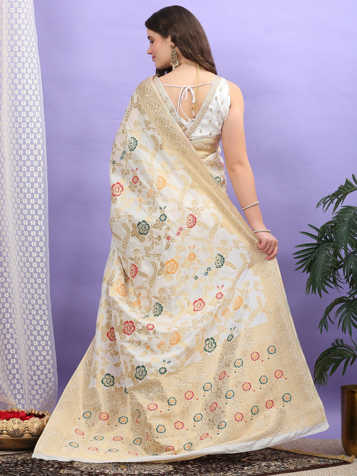 Ivory Katan Silk Saree