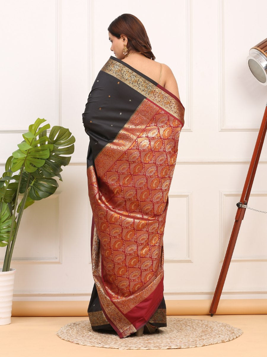 Black Katan Silk saree