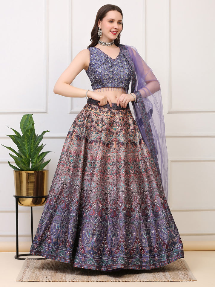 Purple Printed Lehenga