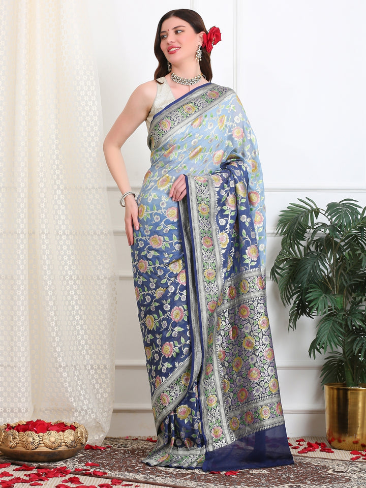 Icy Blue Khaddi Georgette Saree