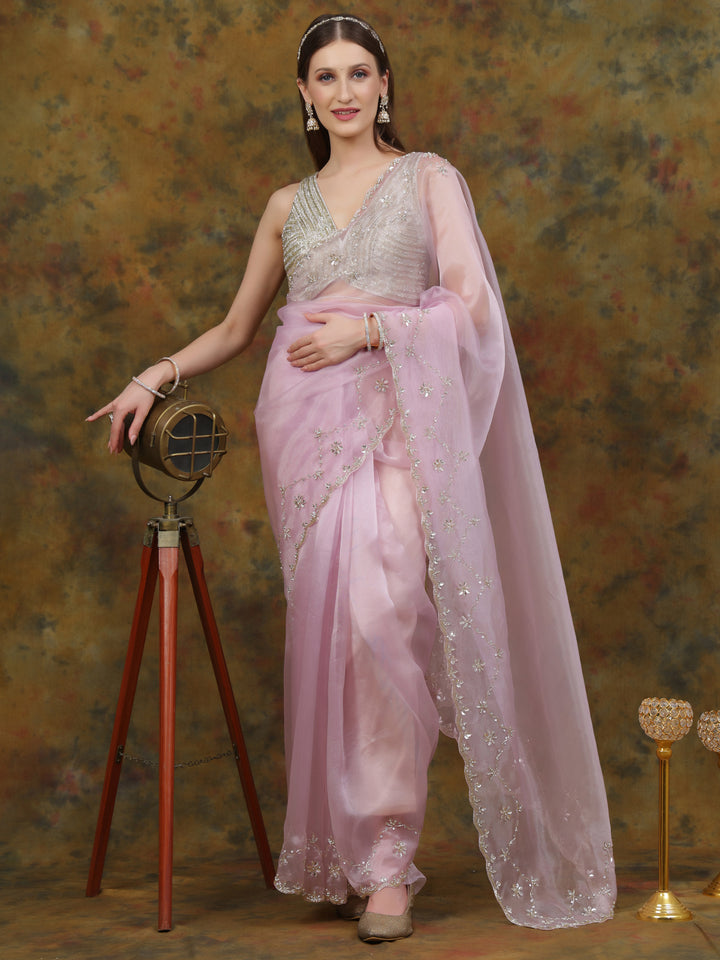 Lavender Organza Saree