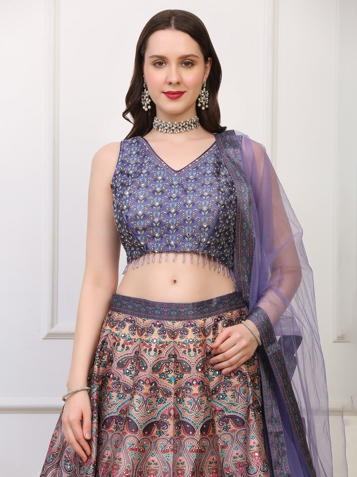 Purple Printed Lehenga