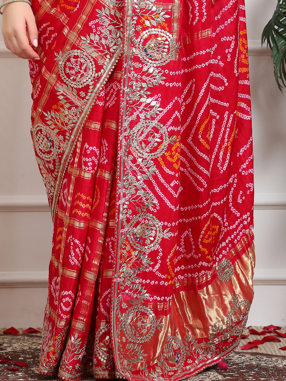 Ruby Red Gharchola Silk Saree