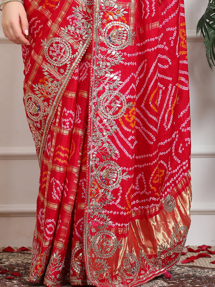 Ruby Red Gharchola Silk Saree