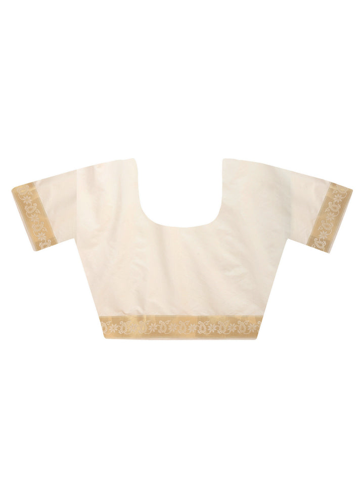 Cream Katan Silk Saree