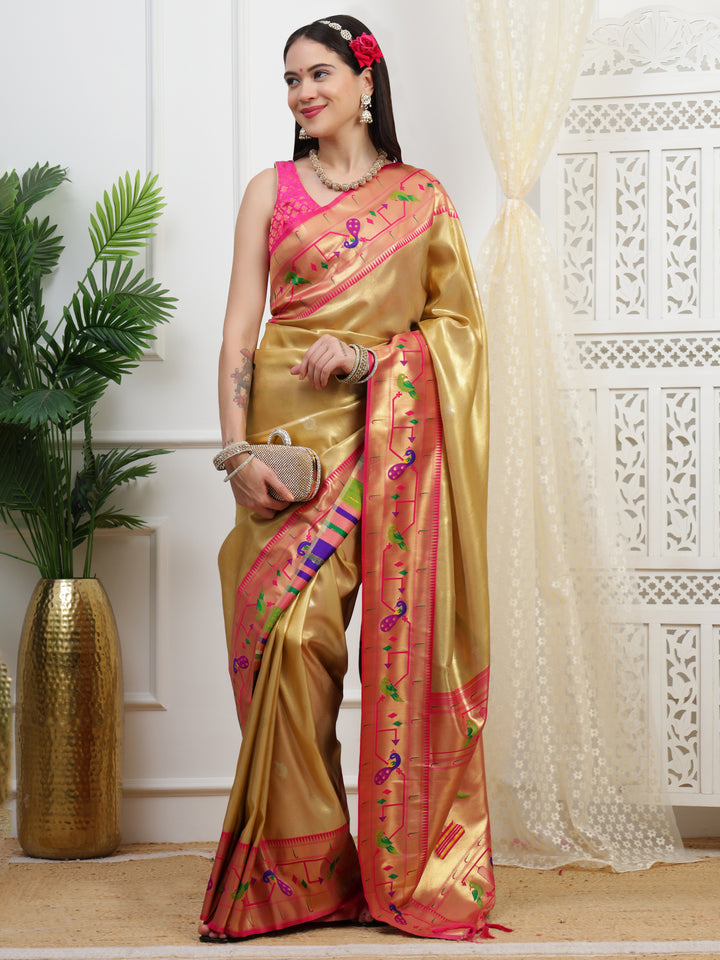 Gold Paithani Tissue Saree