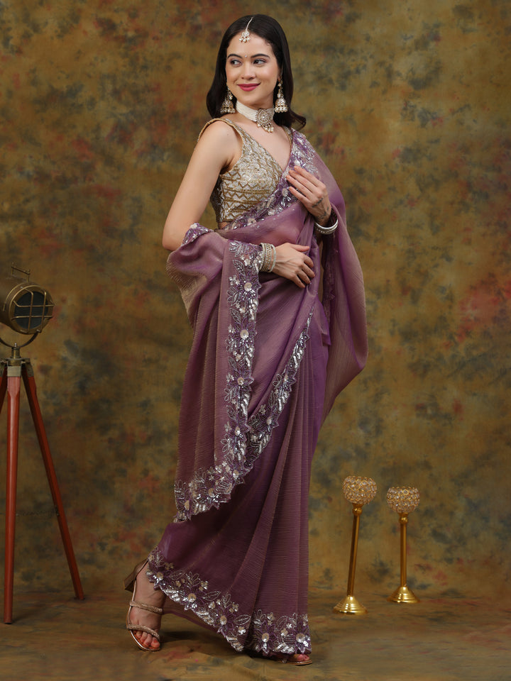 Dusty Mauve Crepe Organza