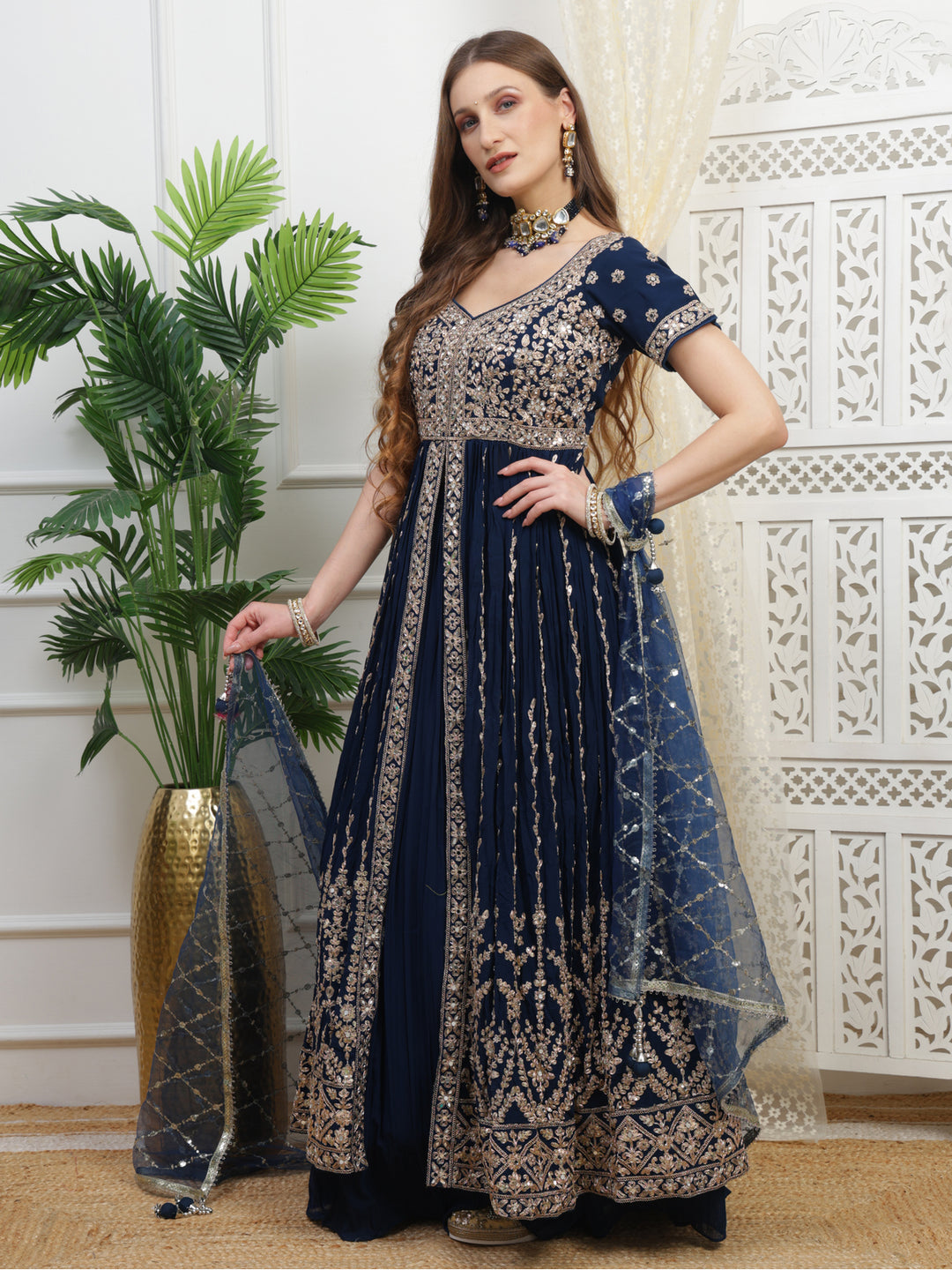 Indigo Blue Anarkali