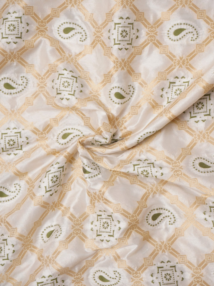 Cream Katan Silk Saree