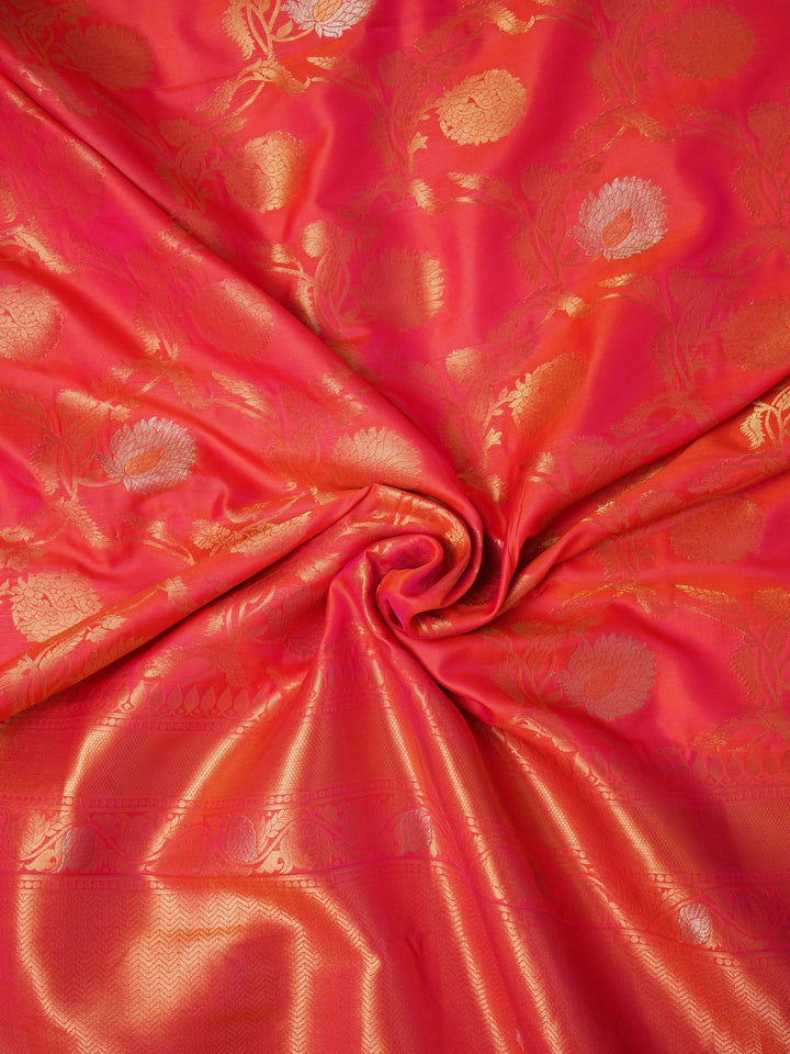 Flame Orange Banarasi Silk Saree
