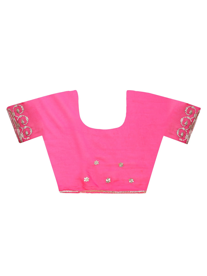Bright Pink Leheriya Organza Saree