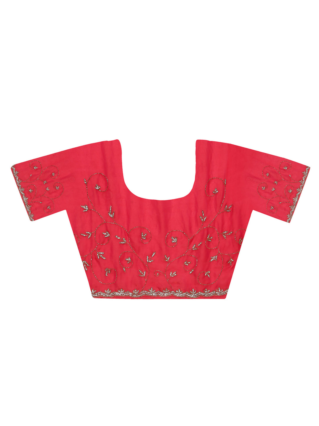 Ruby Red Satin Tissue Saree