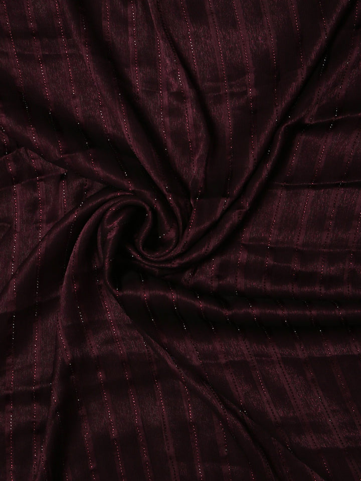 Wine Crepe Sequin Saree
