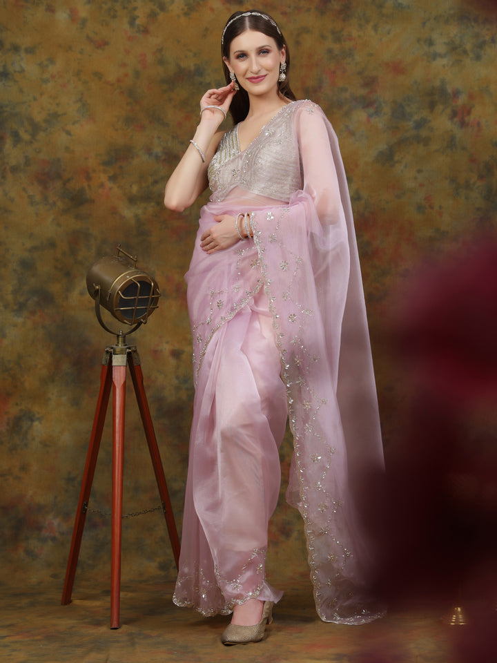 Lavender Organza Saree