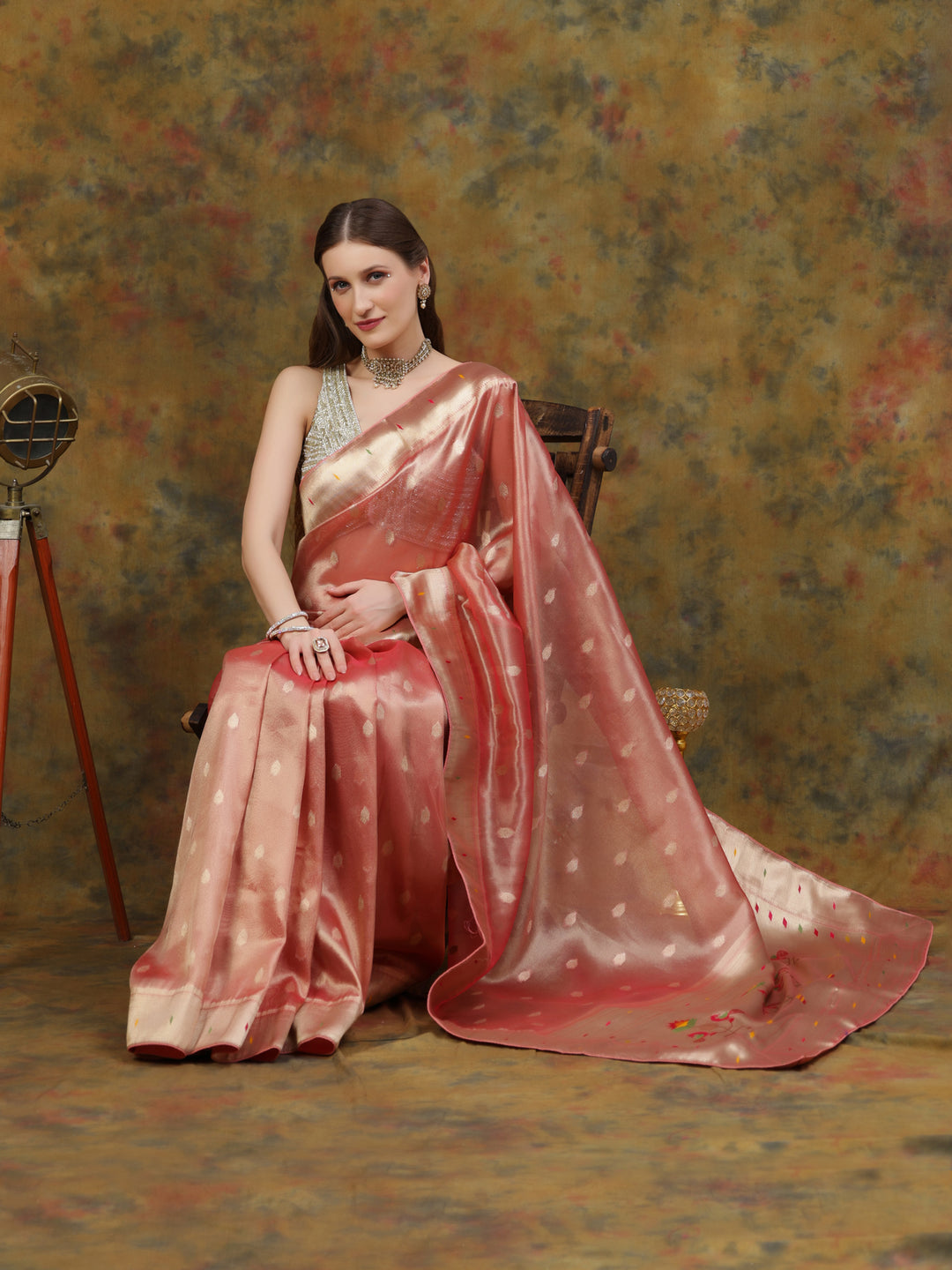 Pink Paithani Tissue