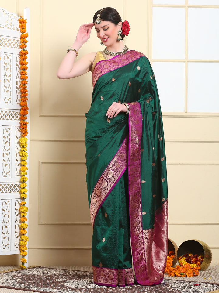 Purple & Pink Pure Katan Silk Saree