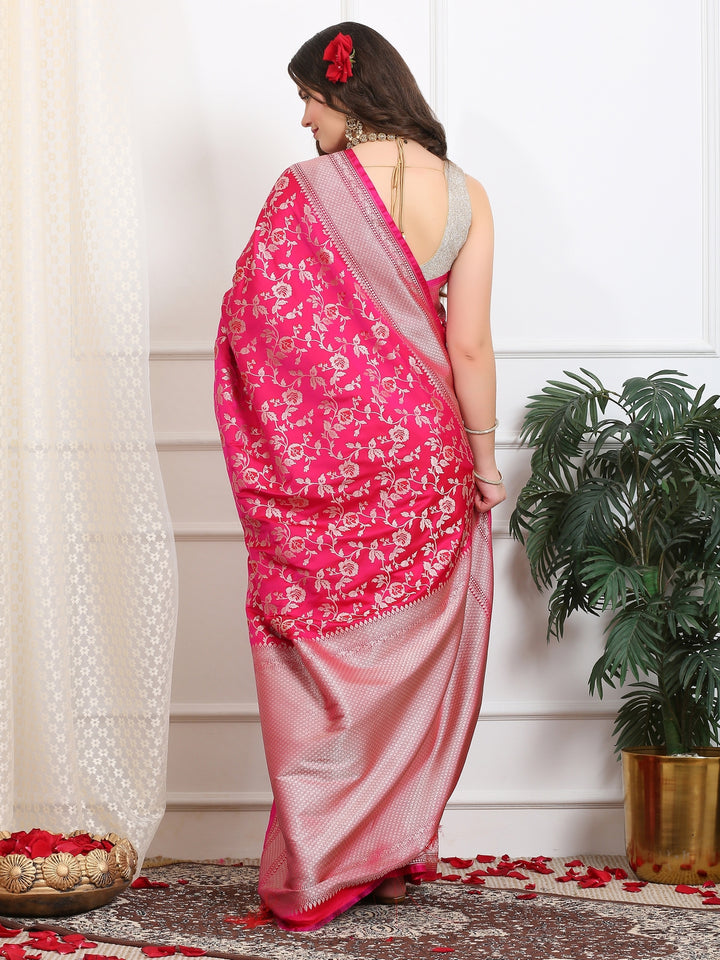 Dazzling Pink Banarasi Katan Silk Saree