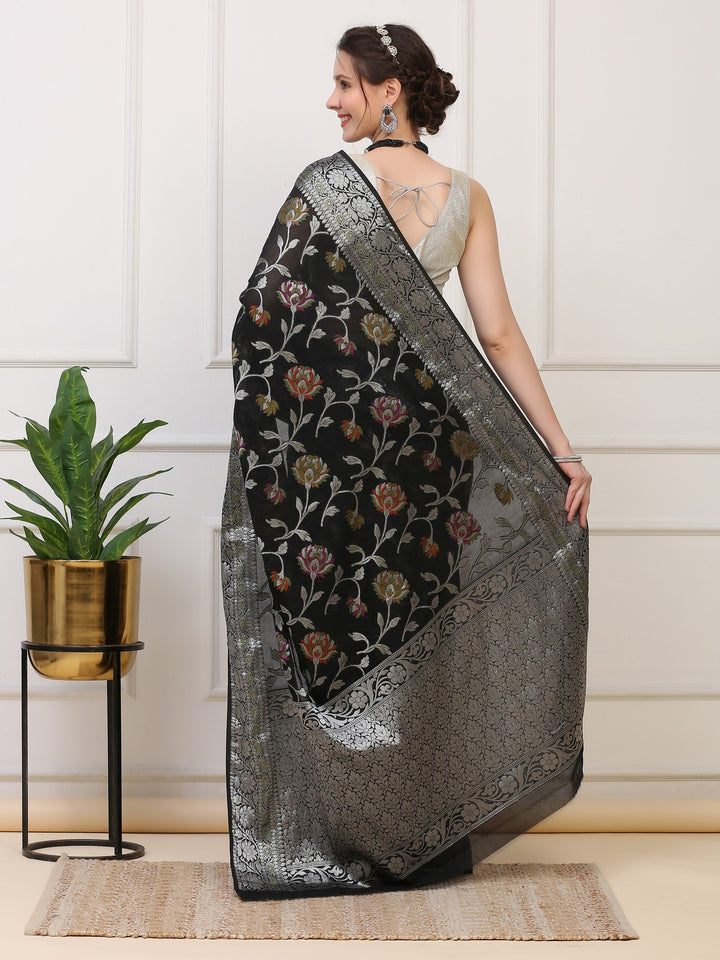 Black Banarasi Organza Saree