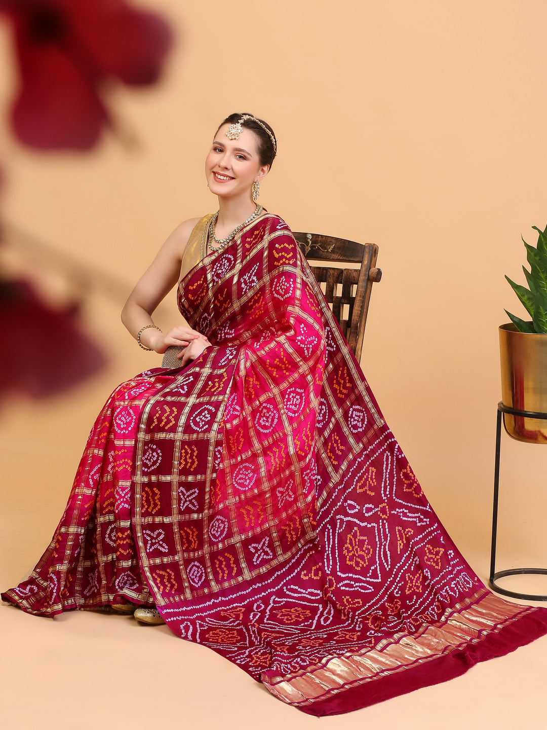 Magenta & Pink Gharchola Saree