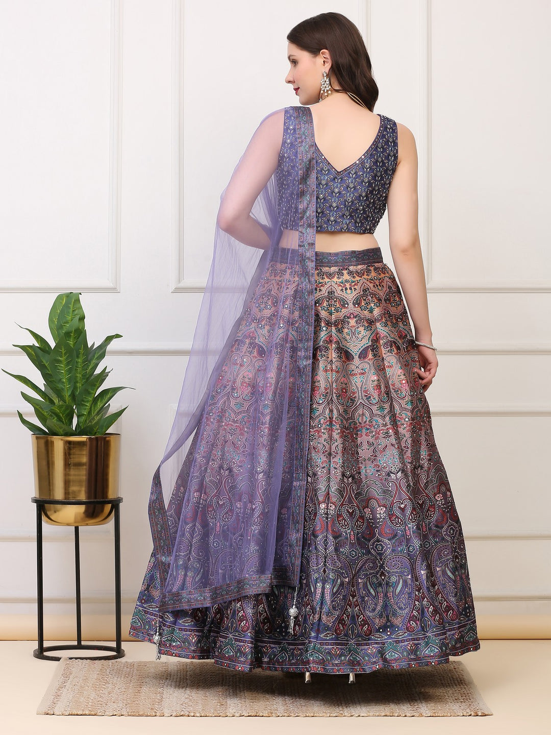 Purple Printed Lehenga