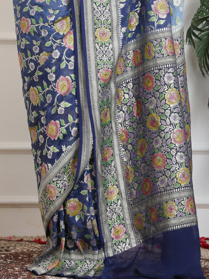 Icy Blue Khaddi Georgette Saree