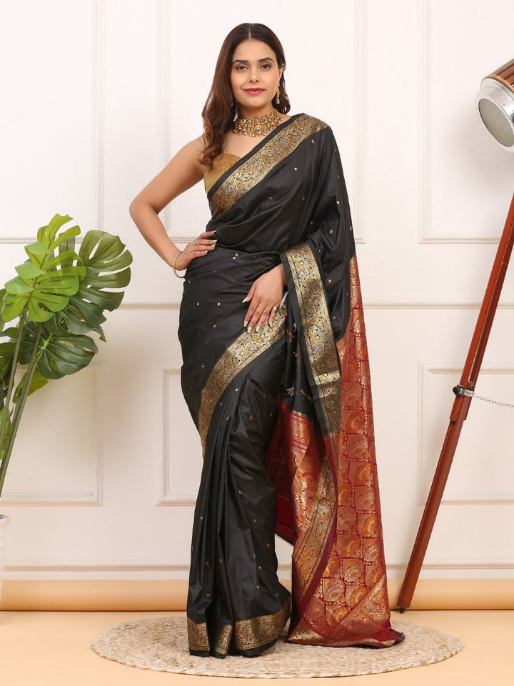 Black Katan Silk saree