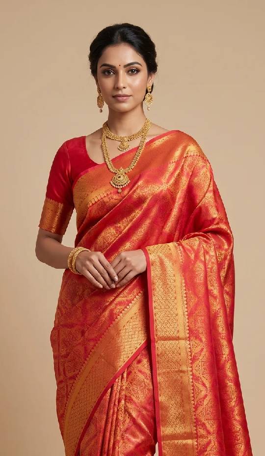 Fiery Orange Banarasi