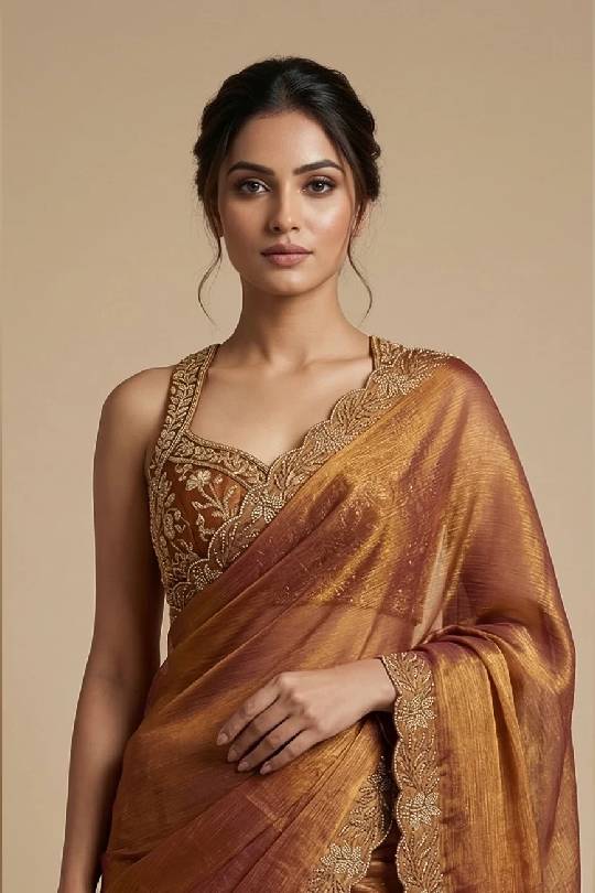 Bronze Tissue saree