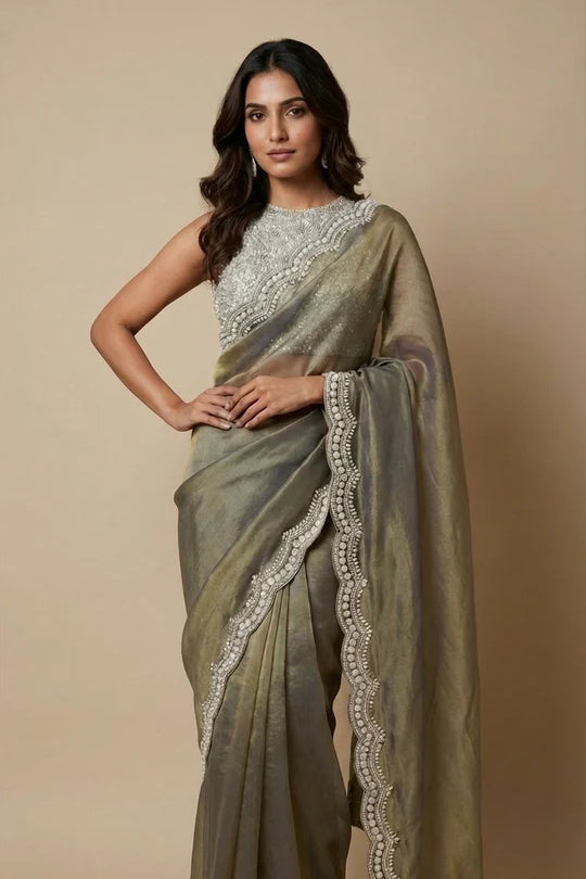 Olive Tissue Saree