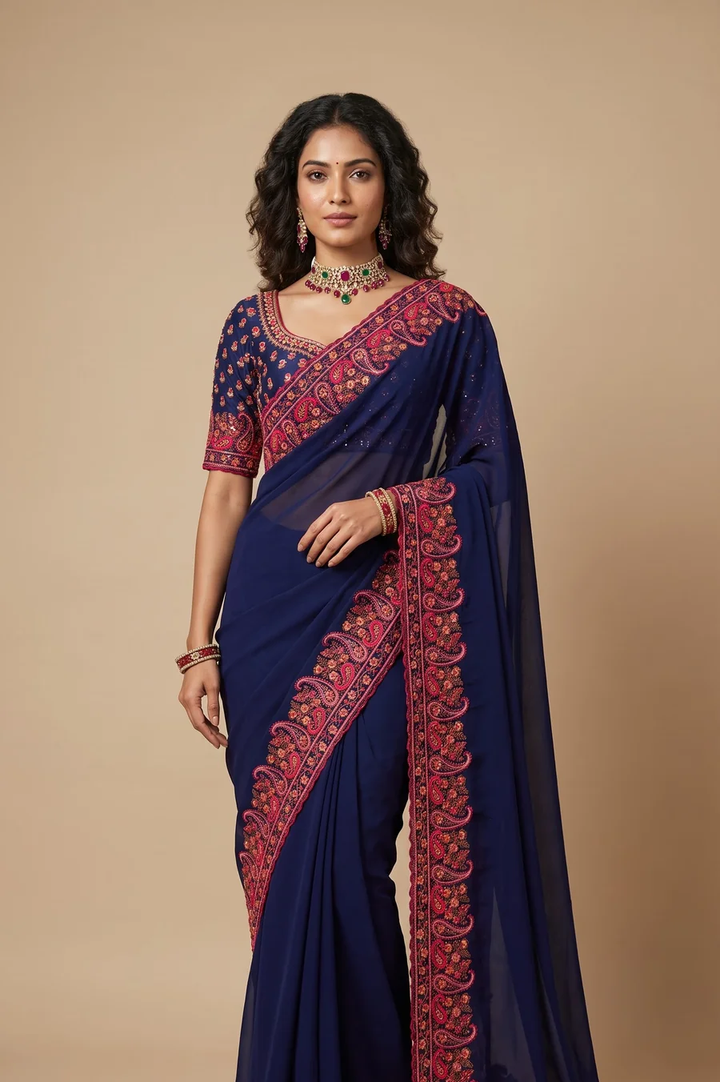 Regal Navy Georgette