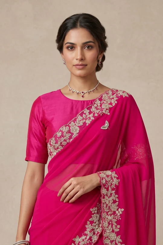 Deep Pink Saree