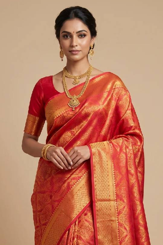 Fiery Orange Banarasi