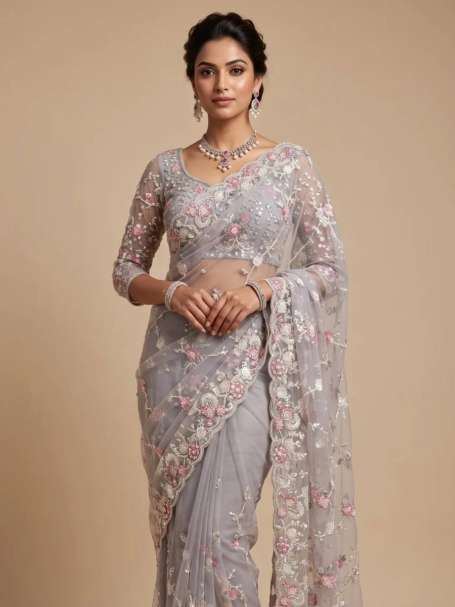 Icy Mauve Saree