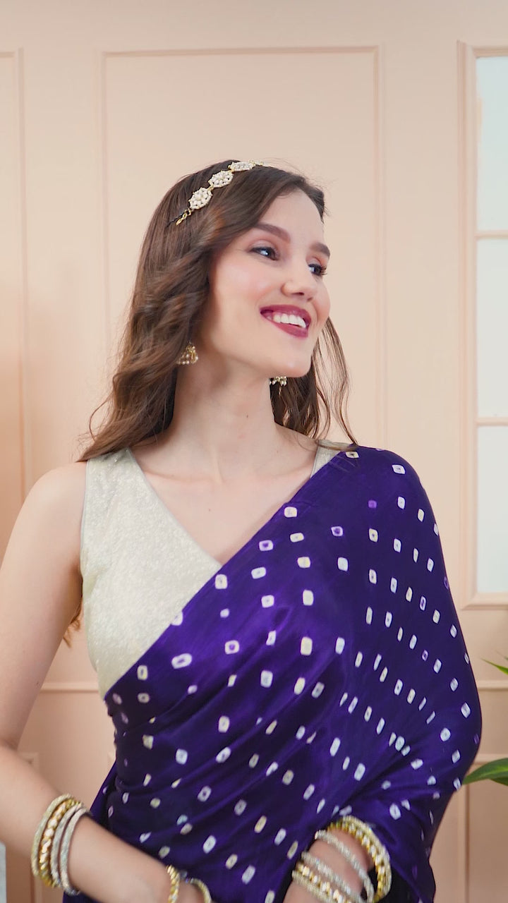 Purple Bandhani Saree