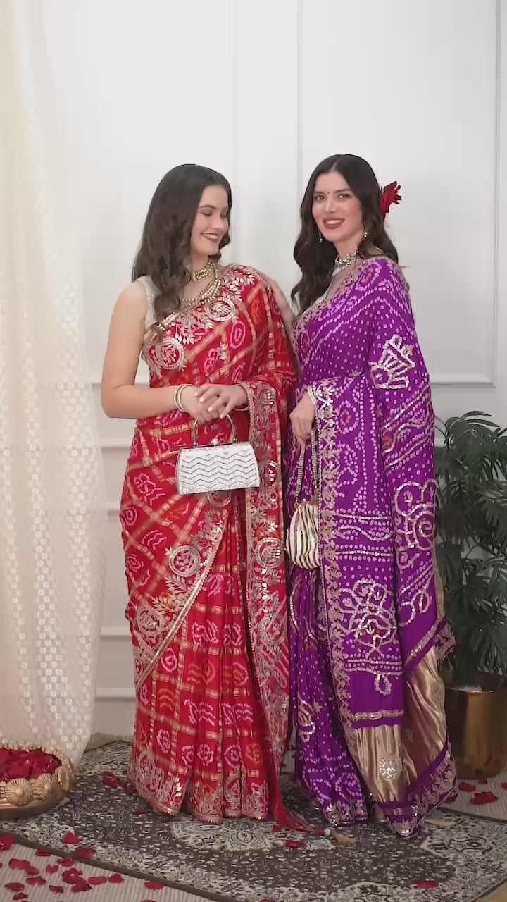 Ruby Red Gharchola Silk Saree