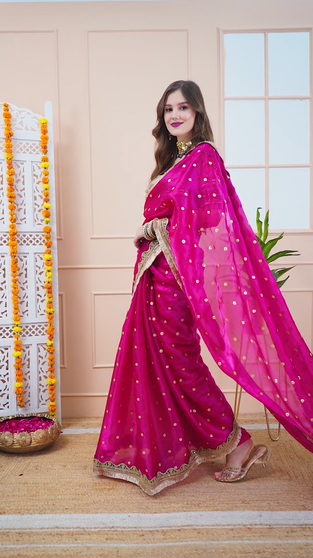 Pink Tissue Saree