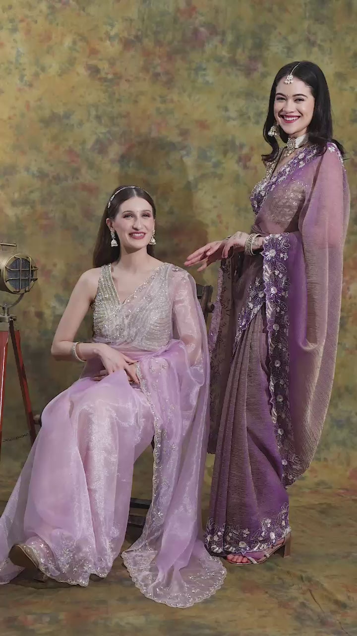 Dusty Mauve Crepe Organza
