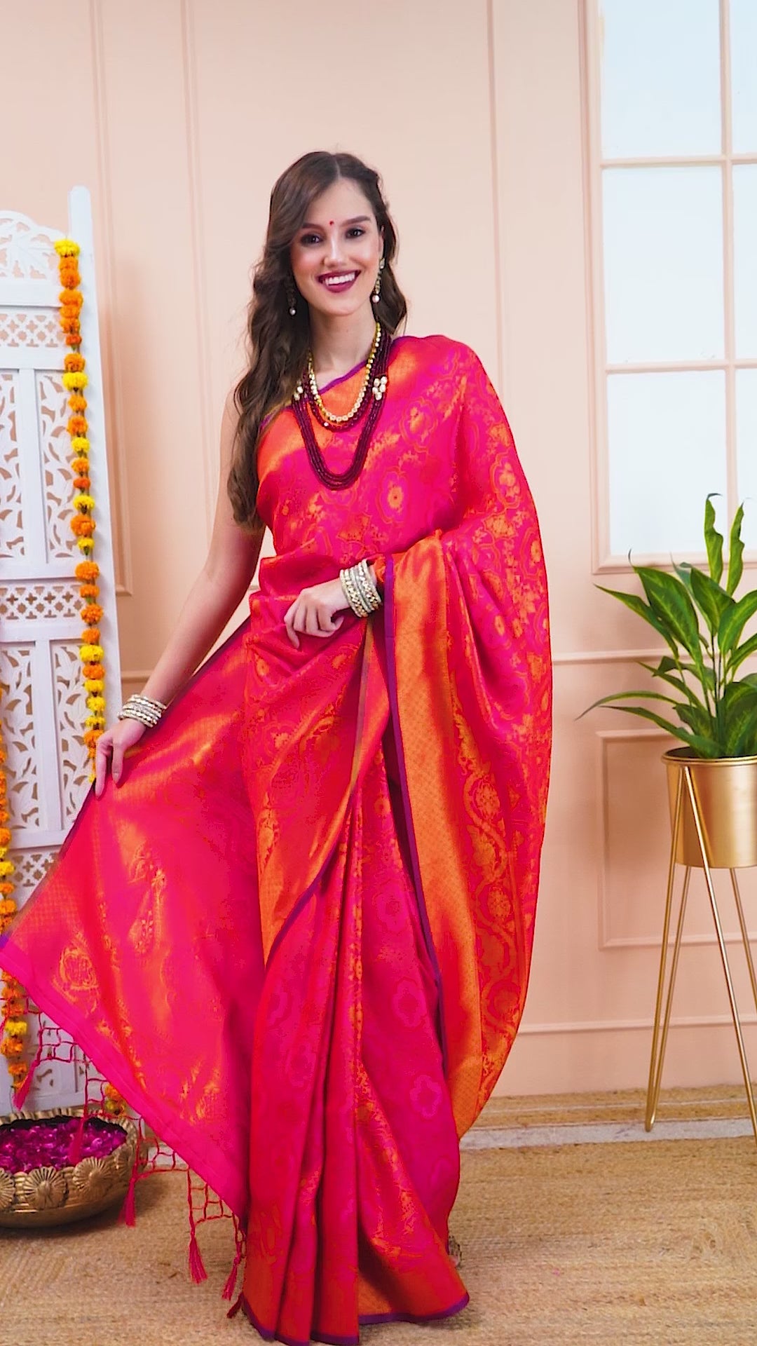 Empress Pink Silk Saree