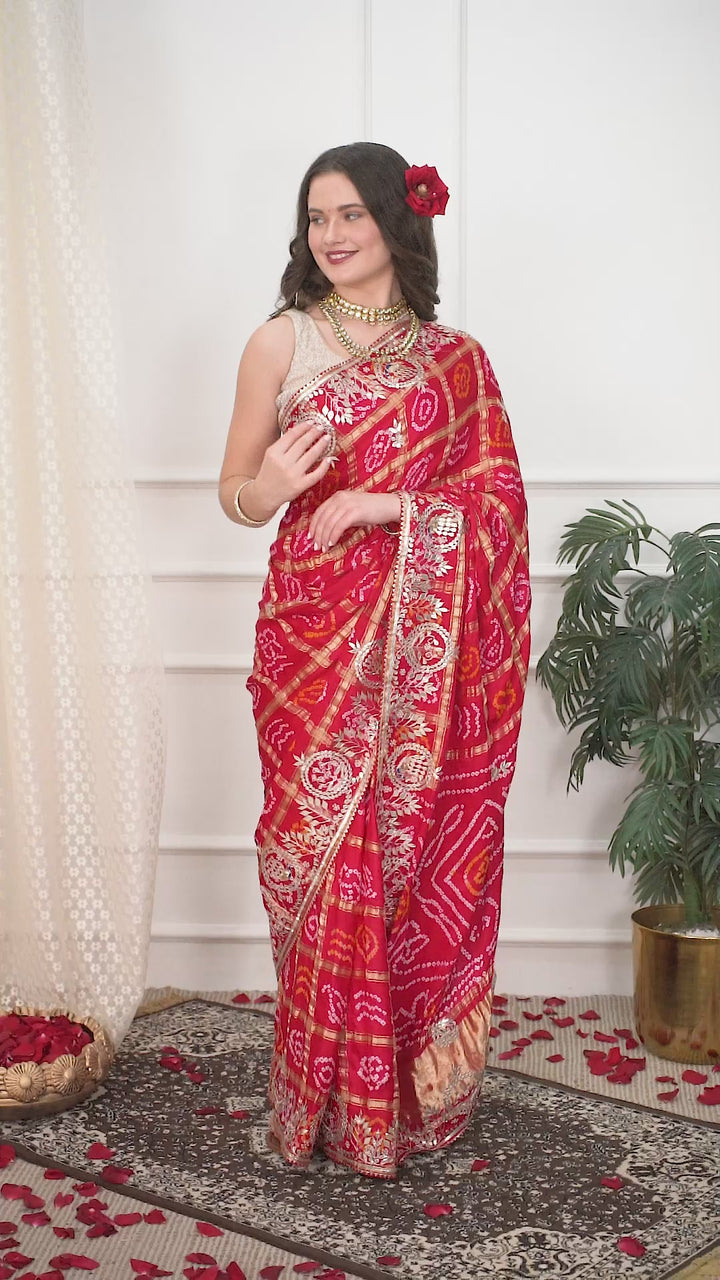 Ruby Red Gharchola Silk Saree