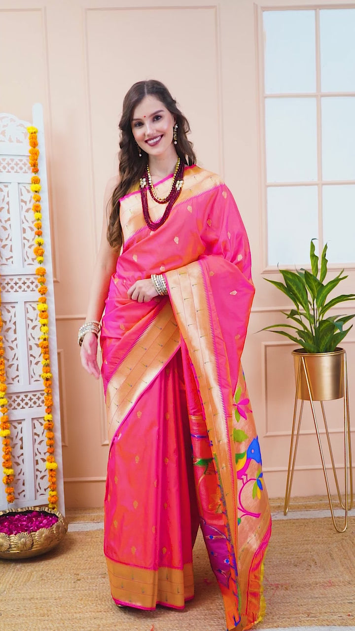 Blush Pink Paithani Silk Saree